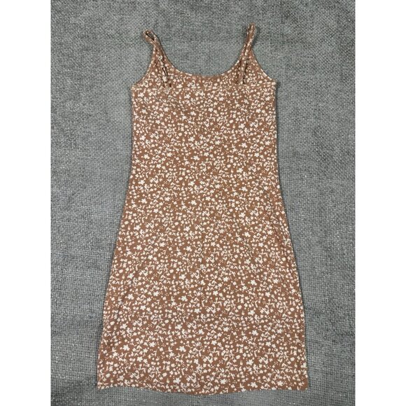 Old Navy Dress Womens Medium Tan Ditzy‎ Floral Ribbed Cami Mini - Picture 4 of 11
